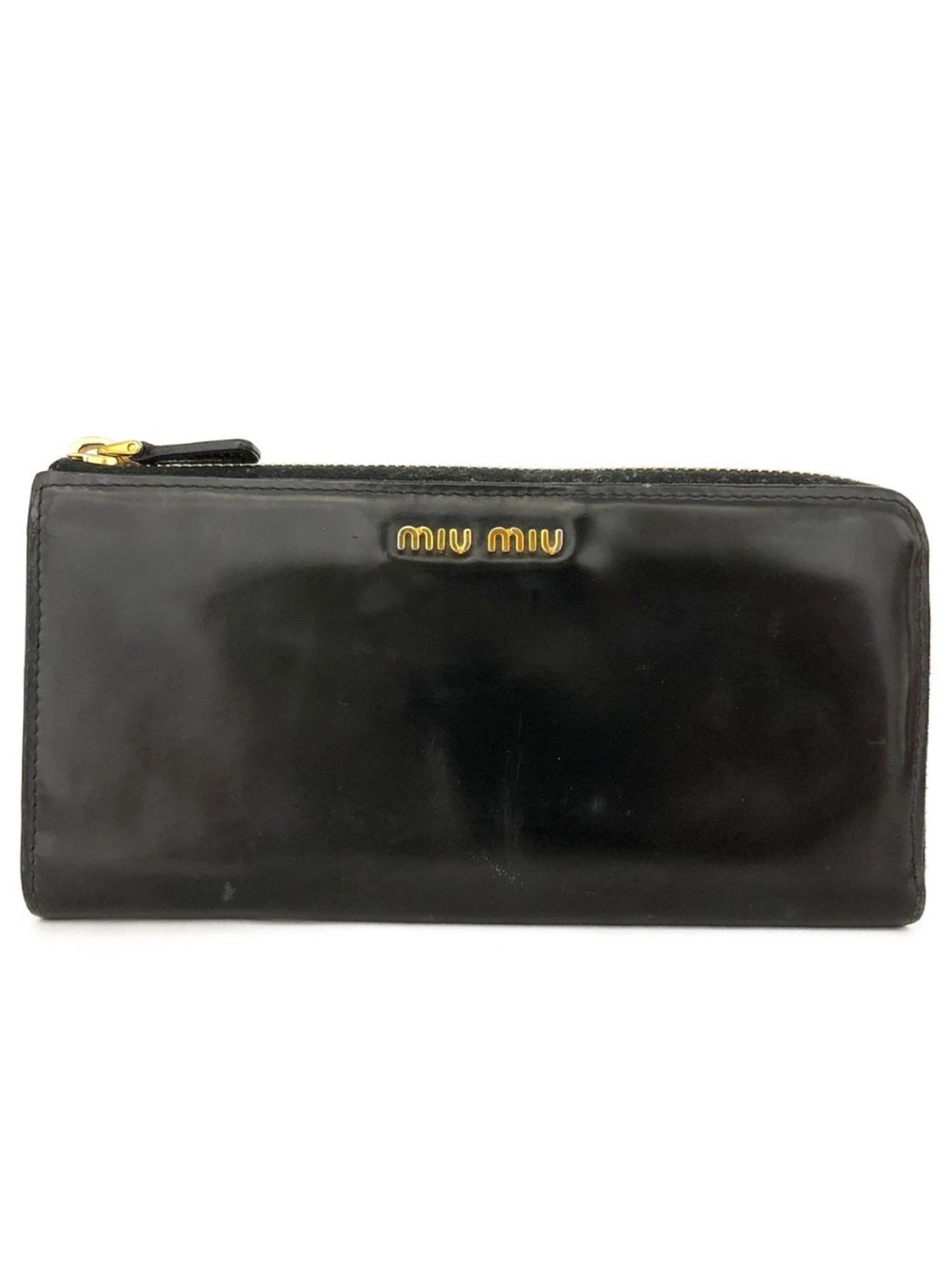 Miu Miu Black Vernice Patent Leather L-Zip Long Wallet👝